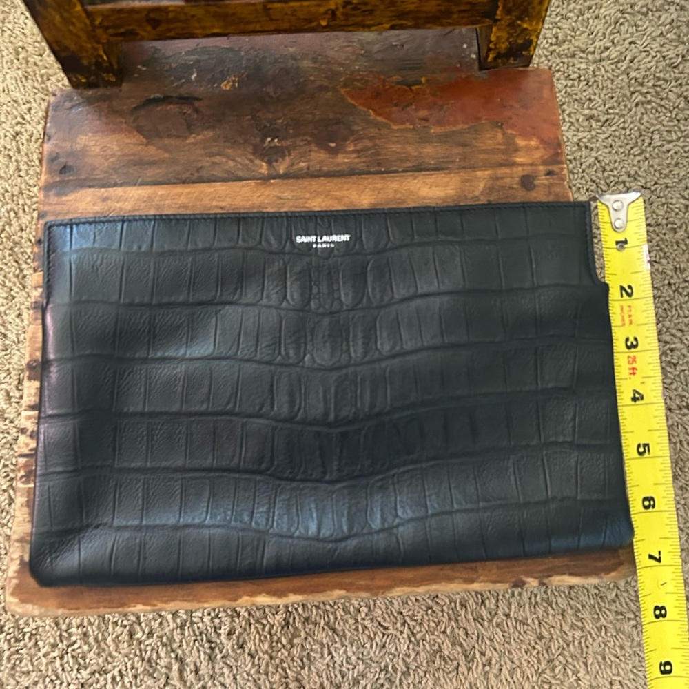 Yves Saint Laurent Black Crocodile Clutch